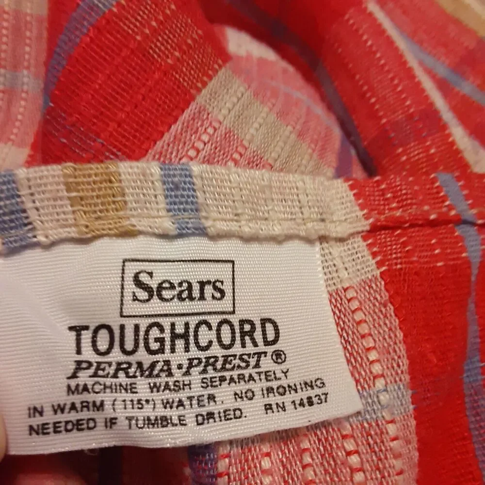 Vintage Sears Tough Cord Bed Spread Coverlet Plaid Timeless Retro King NOTE